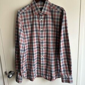 Kiton Red and Blue Casual Flannel Shirt